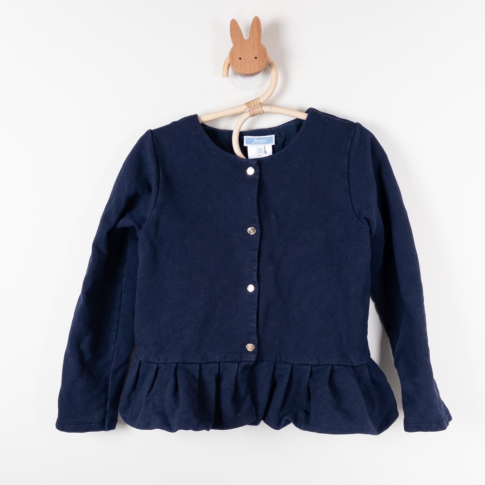 Jacadi Cardigan Kids 5T Navy Blue Peplum Button Front Long Sleeve Sweater
